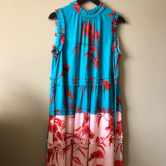 camelis fantasia tiered midi dress